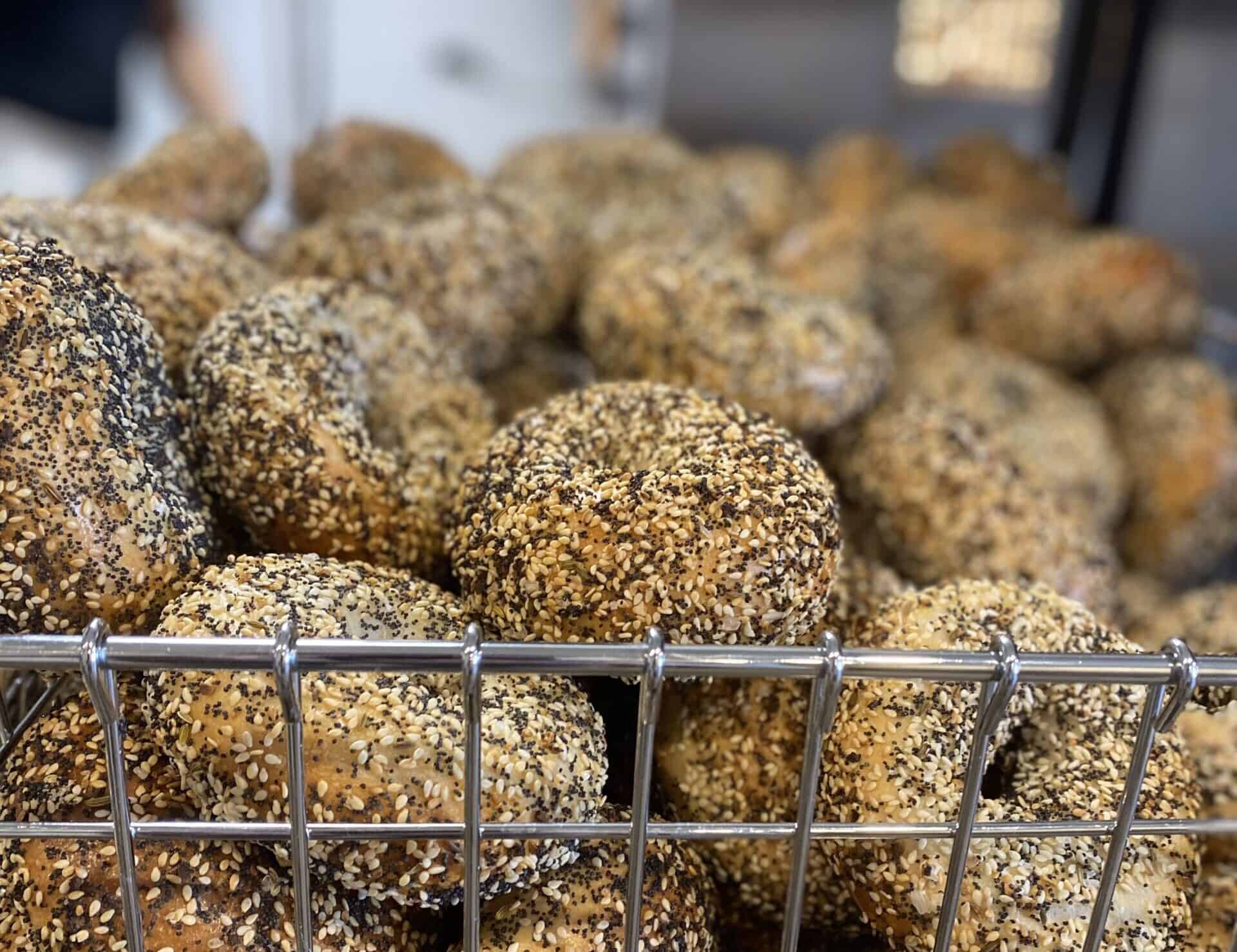 A basket full of everything bagels